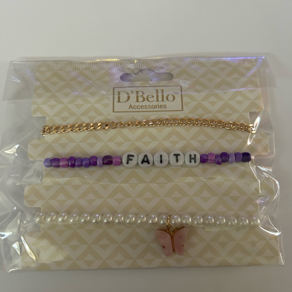 D'bello Purple Faith Beaded Bracelet Set